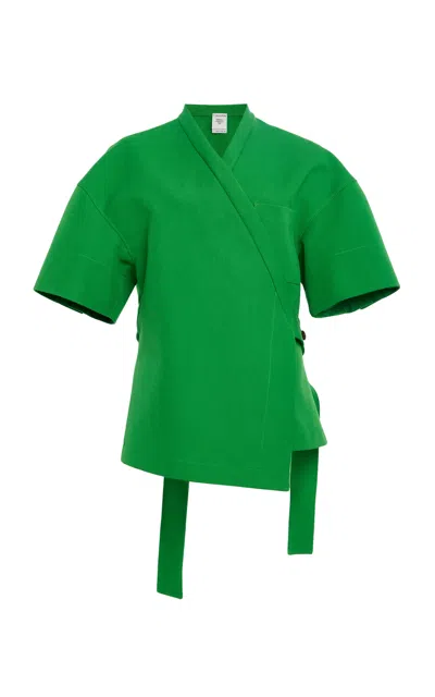 Calvin Klein Collection Dahlia Belted Cotton Jacket In Green