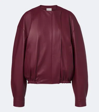 Calvin Klein Collection Estelle Leather Jacket In Burgundy