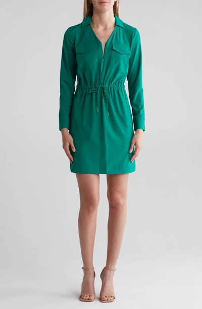 Calvin Klein Comm Long Sleeve Shirtdress In Green