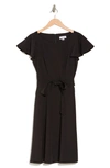 Calvin Klein Comm Tie Waist Dress In Black
