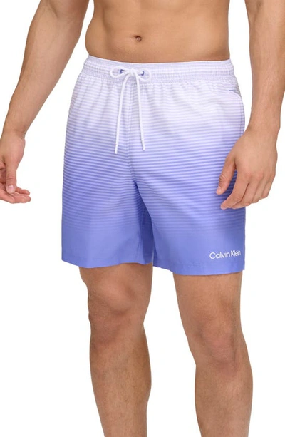 Calvin Klein Core Volley Gradient Stripe Swim Trunks In Periwinkle