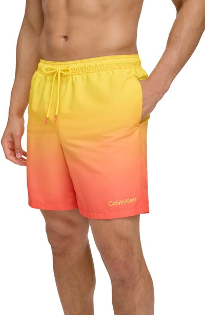 Calvin Klein Core Volley Swim Trunks In Hot Coral