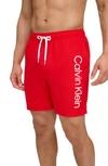 Calvin Klein Core Volley Swim Trunks In Red