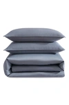 Calvin Klein Earth Collection Cotton Sateen 3 Piece Duvet Cover Set, Queen In Blue