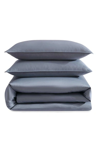 Calvin Klein Earth Collection Cotton Sateen 3 Piece Duvet Cover Set, Queen In Blue