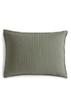 Calvin Klein Essential Washed Jacquard Pillow Sham In Dark Green