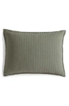 Calvin Klein Essential Washed Jacquard Pillow Sham In Vetiver Green