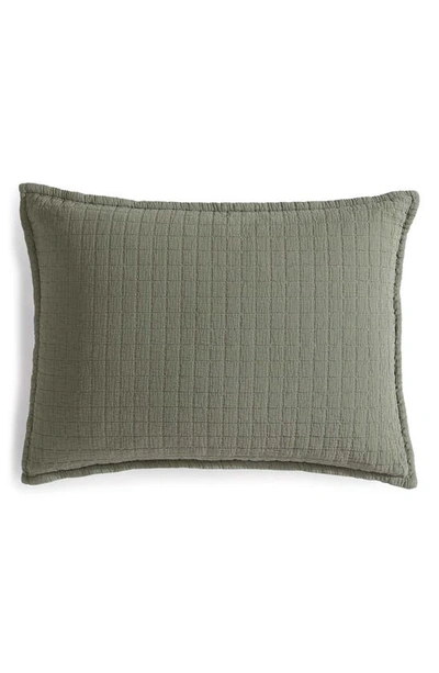 Calvin Klein Essential Washed Jacquard Pillow Sham In Dark Green