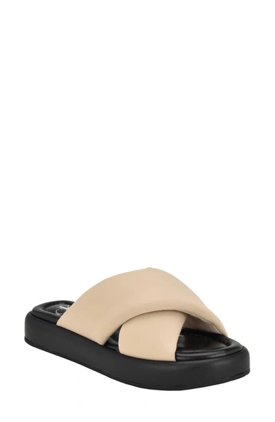 Calvin Klein Evey Slide Sandal In Light Natural