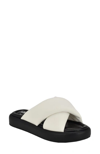 Calvin Klein Evey Slide Sandal In White