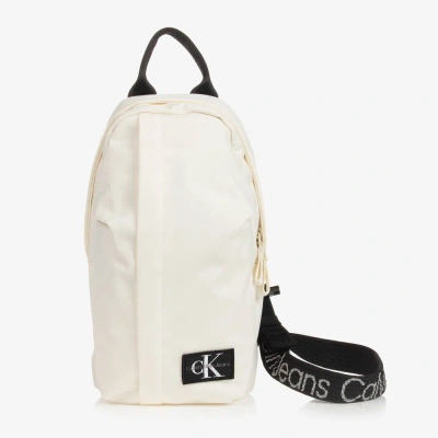 Calvin Klein Ivory Zip-up Backpack (30cm) In Beige