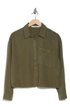 Calvin Klein Jeans Est.1978 Crop Button-up Shirt In Dusty Olive