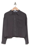 Calvin Klein Jeans Est.1978 Crop Button-up Shirt In Forged Iron