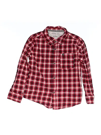 Pre-owned Calvin Klein Jeans Est.1978 Kids' Calvin Klein Jeans Long Sleeve Polo Shirt In Red