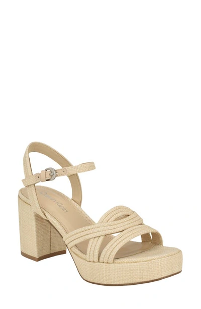 Calvin Klein Lailly Platform Sandal In Light Natural - Manmade With Textile Sol