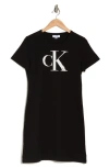 Calvin Klein Logo Stretch Cotton T-shirt Dress In Black