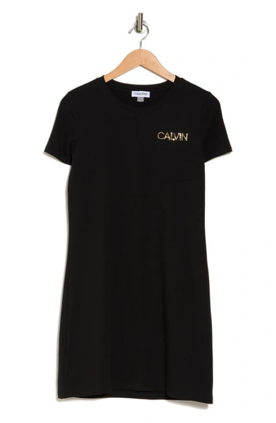 Calvin Klein Logo T-shirt Dress In Black