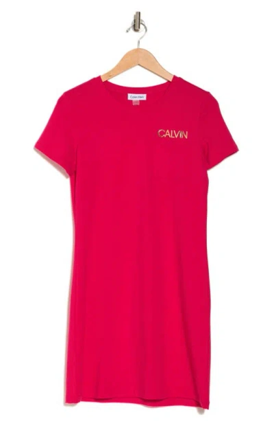 Calvin Klein Logo T-shirt Dress In Lipstick