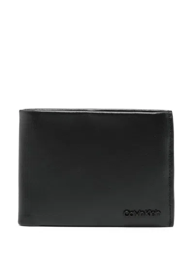 Calvin Klein Logo-lettering Leather Wallet In Black
