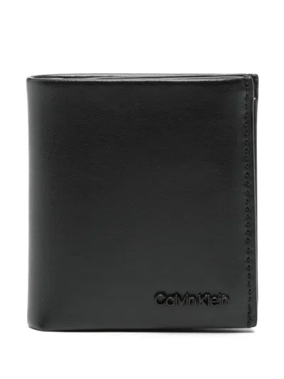 Calvin Klein Logo-lettering Leather Wallet In Black