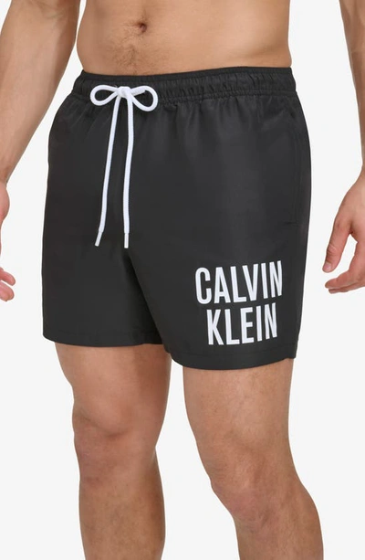 Calvin Klein Men's Intense Power Modern Euro 5" Swim Trunks In Black