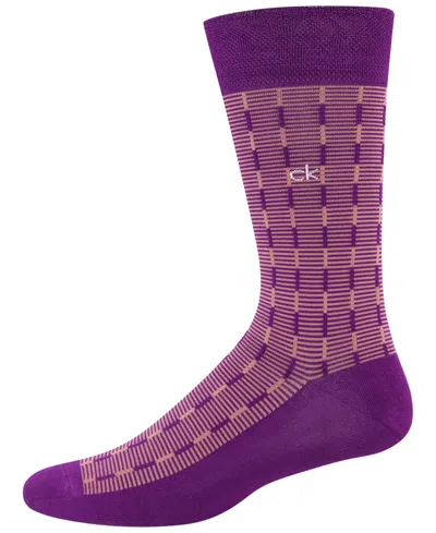 Calvin Klein Men's Modal-blend Ribbed Dress Crew Socks In Purple