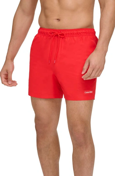 Calvin Klein Men's Modern Euro 5" Volley Swim Trunks In Red