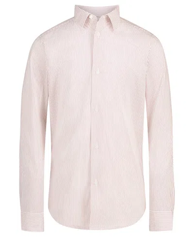Calvin Klein Kids' Men's Stretch Slim-fit Stripe Shirt In Pink