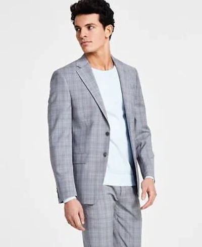 Pre-owned Calvin Klein Mens Slim Fit Wool Blend Light Grey Suit Jacket Suit Jacket 42r In Gray