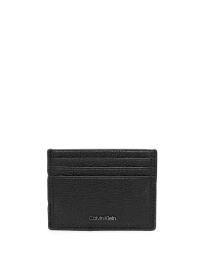 Calvin Klein Minimalism Leather Cardholder In Black