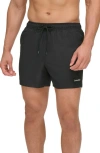 Calvin Klein Modern Euro Upf 40+ Swim Trunks In Black