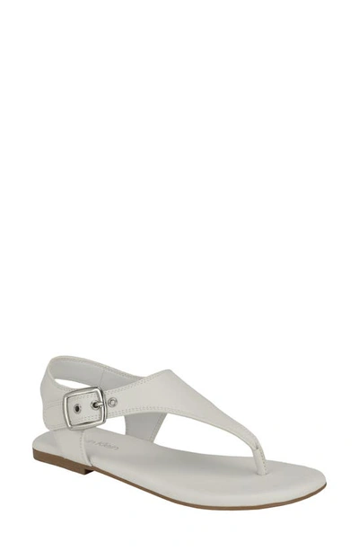 Calvin Klein Moraca Ankle Strap Sandal In White- Faux Leather - Polyurethane