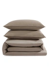Calvin Klein Earth Collection Cotton Sateen 3 Piece Duvet Cover Set, Queen In Brown