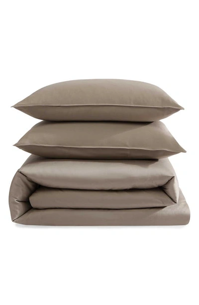Calvin Klein Earth Collection Cotton Sateen 3 Piece Duvet Cover Set, Queen In Brown