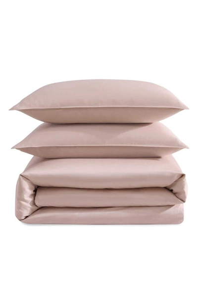 Calvin Klein Earth Collection Cotton Sateen 3 Piece Duvet Cover Set, Queen In Light Pink