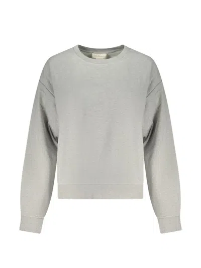 Calvin Klein Relaxed Monogram Fleece Sweatshirt In Gray
