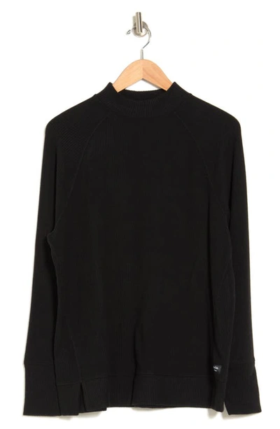 Calvin Klein Rib Mock Neck Pullover In Black
