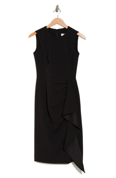 Calvin Klein Ruffle Sheath Dress In Black
