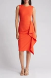 Calvin Klein Ruffle Sheath Dress In Flame