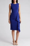 Calvin Klein Ruffle Sheath Dress In Ultramarine