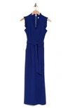 Calvin Klein Ruffle V-neck Sleeveless Crop Jumpsuit In Ultramarine