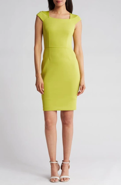Calvin Klein Scuba Cap Sleeve Sheath Dress In Celery | ModeSens