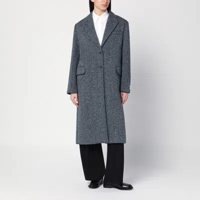 Calvin Klein Single-breasted Coat In Wool Blend In Grey