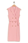 Calvin Klein Sleeveless Double Breasted Trench Dress In Pink