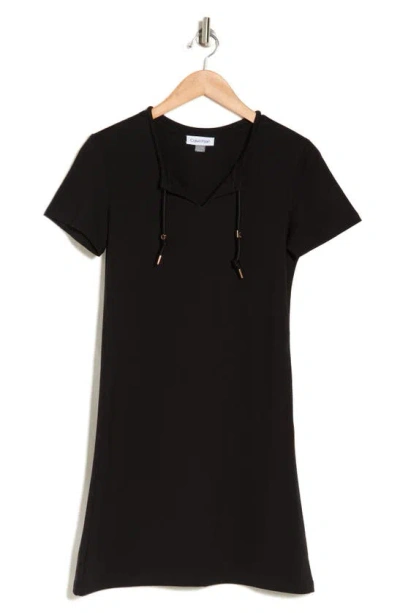 Calvin Klein Split Neck T-shirt Dress In Black