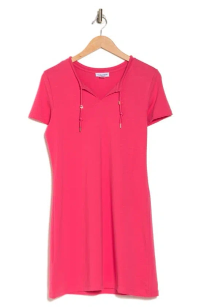 Calvin Klein Split Neck T-shirt Dress In Rosebud