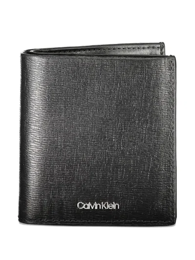 Calvin Klein Textured Leather Wallet In Black