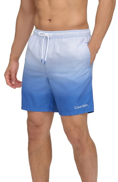 Calvin Klein Volley Core Gradient Dot Swim Trunks In Blue