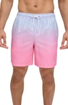 Calvin Klein Volley Core Gradient Dot Swim Trunks In Carmine Rose