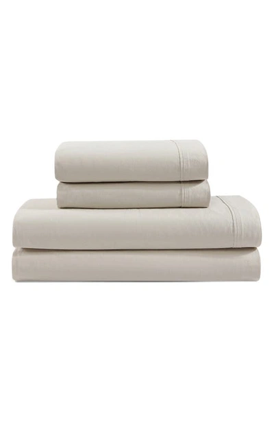 Calvin Klein Washed 200 Thread Count Percale Sheet Set In Light Beige
